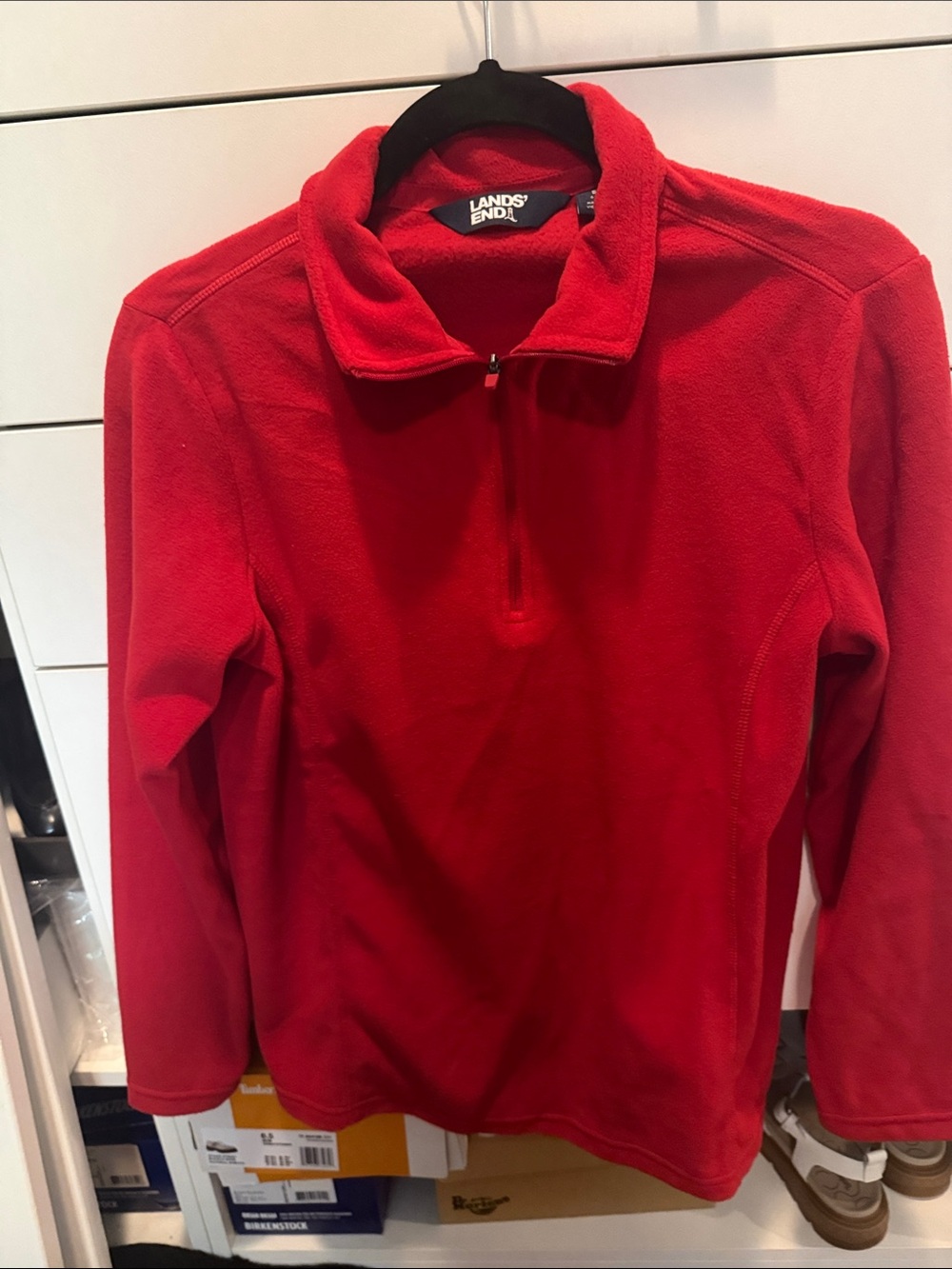 Lands' End Bright Red Quarter-Zip Fleece